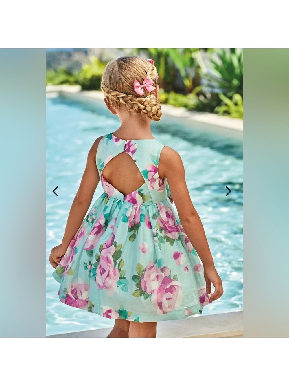 Size 9 Girls Mayoral Mint and Pink Floral Dress